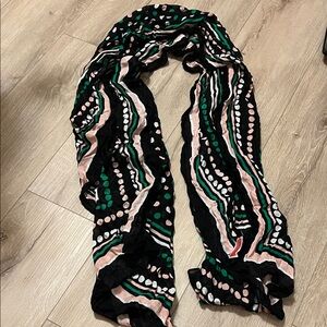 Kate Spade Black, Green, and Pink Dotted Scarf